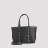 Valentino Rockstud Mini Tote In Hammered Leather In Black