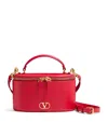 Valentino Garavani Vlogo Signature Mini Vanity Bag In Grainy Calfskin Woman Rouge Pur Uni In Red
