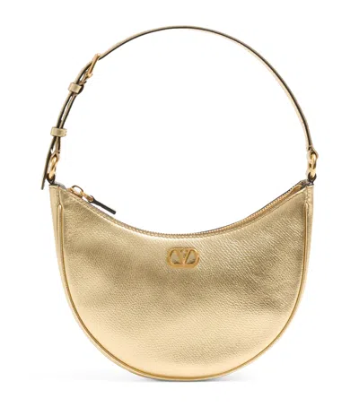 Valentino Garavani Mini Leather Vlogo Shoulder Bag In Gold
