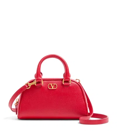 Valentino Garavani Mini Leather Vlogo Signature Top-handle Bag In Red