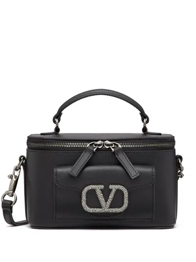 Valentino Garavani Mini Locò Embellished Shoulder Bag In Black