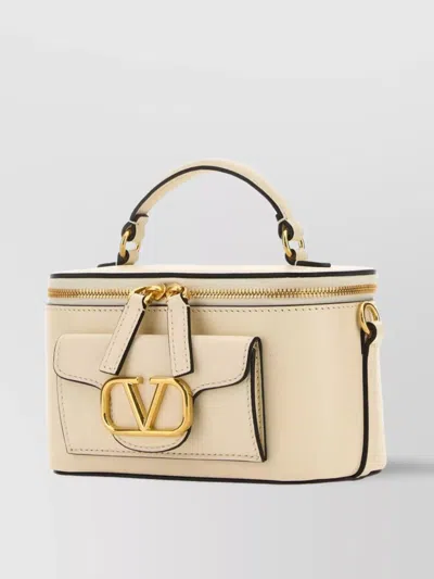 Valentino Garavani Ivory Leather Mini Locã² Handbag In Lightivory