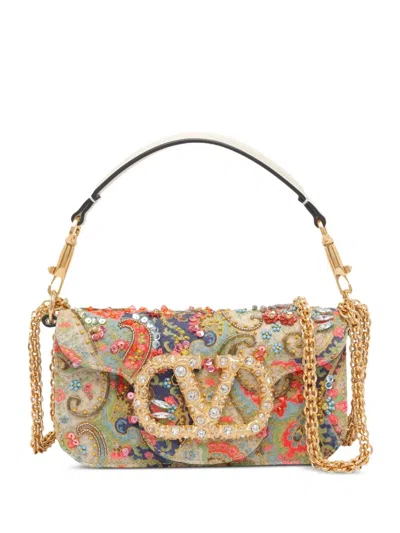 Valentino Garavani Mini Loco Paisley Vlogo-signature Shoulder Bag In Green