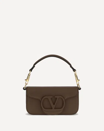 Valentino Garavani Mini Locò Shoulder Bag In Calfskin In Brown