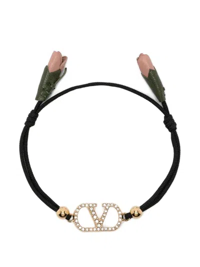 Valentino Garavani Mini Logo Cuff Bracelet In Black