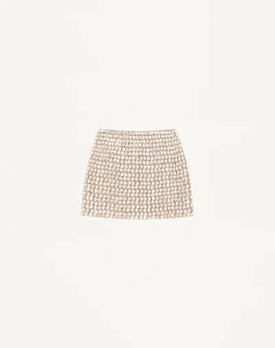 Valentino Mini Mini In Embroidered Organza Woman Silver 42 In Gold