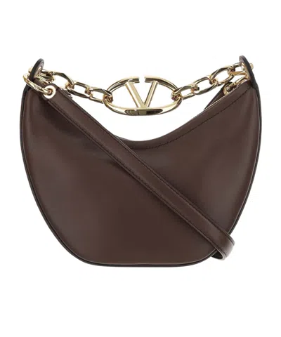 Valentino Garavani Mini Moon Vlogo-chain Tote Bag In Brown