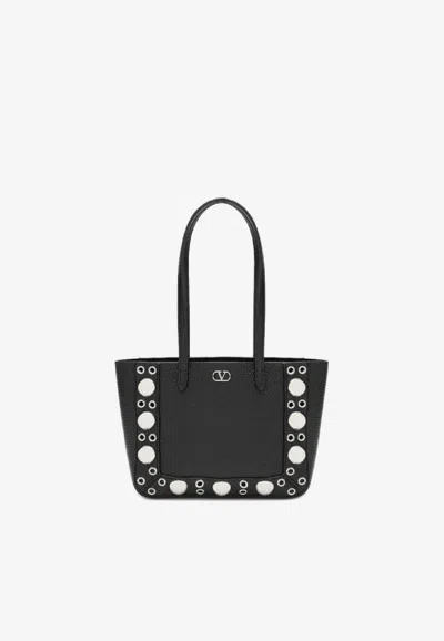 Valentino Garavani Mini Nellcôte Calfskin Shoulder Bag In Black