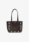 Valentino Mini Nellcôte Studded Suede Tote Bag In Brown