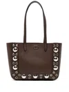 Valentino Nellcôte Leather Eyelet-embellished Tote Bag In Brown