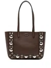Valentino Nellcôte Leather Eyelet-embellished Tote Bag In Brown