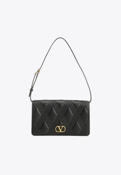 Valentino Garavani Mini Quiltie 67 Leather Shoulder Bag In Black
