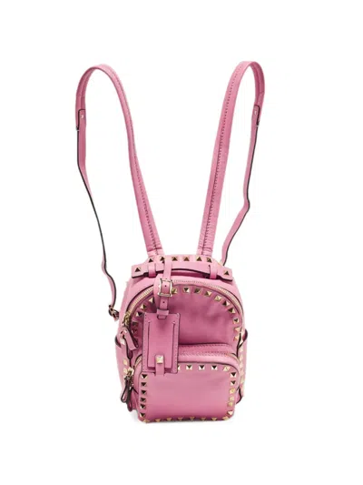Pre-owned Valentino Garavani Mini Rockstud Backpack In Pink