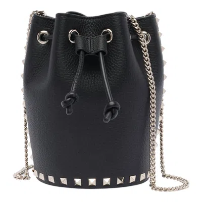 Valentino Garavani Mini Rockstud Bucket Bag In Black