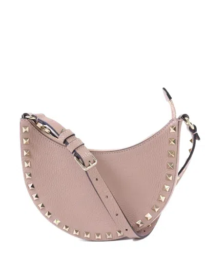 Pre-owned Valentino Garavani Mini Rockstud Calfskin Shoulder Bag In Pink
