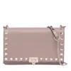 Valentino Rockstud Leather Crossbody Bag In Beige