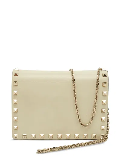 Pre-owned Valentino Garavani Mini Rockstud Flap Cross Body Bag In Neutral