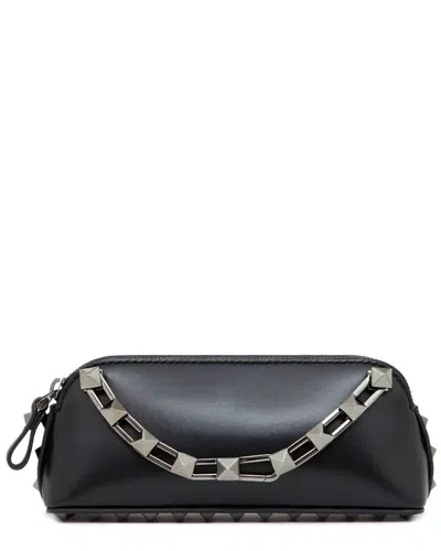 Valentino Garavani Valentino Mini Rockstud Leather Clutch In Black