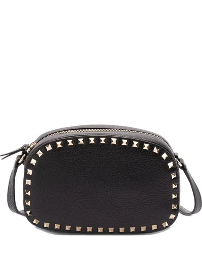 Valentino Garavani Mini Rockstud Leather Cross Body Bag In Black