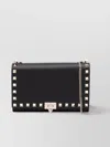 Valentino Black Leather Rockstud Crossbody Bag In Black