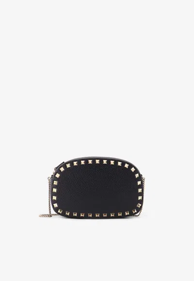 Valentino Garavani Mini Rockstud Leather Crossbody Bag In Black