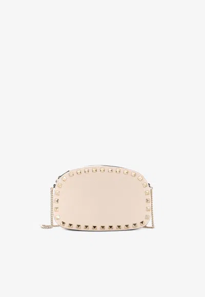 Valentino Garavani Mini Rockstud Leather Crossbody Bag In White