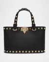 Valentino Garavani Mini Rockstud Leather Tote Bag In Black
