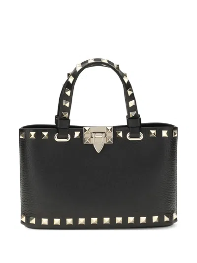 Valentino Garavani Mini Rockstud Shopping Bag Leather Tote Bag In Orange