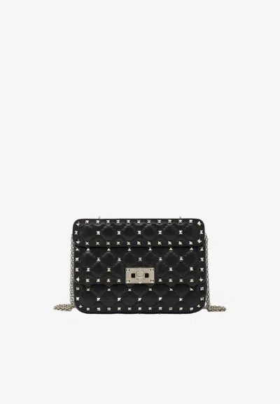 Valentino Garavani Mini Rockstud Spike Nappa Leather Shoulder Bag In Black