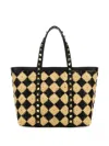 Valentino Garavani Mini Embroidered Raffia Rockstud Handbag In Pattern
