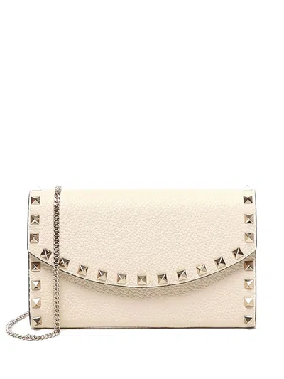 Valentino Garavani Mini Rockstud Wallet With Strap For Women In White
