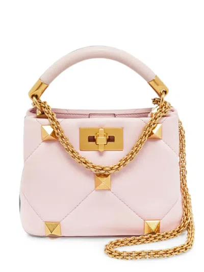 Pre-owned Valentino Garavani Mini Roman Stud Tote Bag In Pink