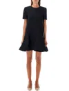 Valentino Black Short Dress With Toile Iconographe Motif In Nero