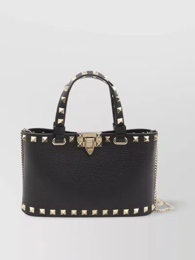 Valentino Garavani Mini Shopping Bag Metal Studs In Black