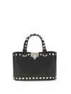Valentino Rockstud Mini Tote Bag With Chain Strap In Black