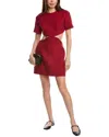 Valentino Open Back Crepe Short Sleeve Mini Dress In Red