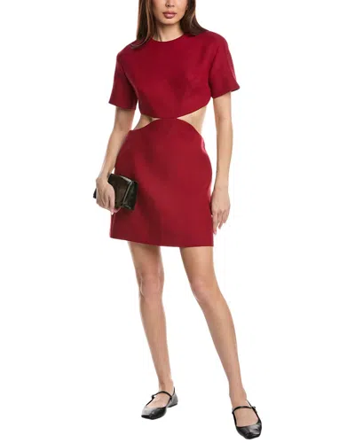 Valentino Open Back Crepe Short Sleeve Mini Dress In Red