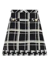 Valentino Macro Check Tweed Mini Skirt In Black