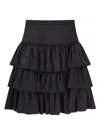 Valentino Ruffled Taffeta Skirt Woman Black 42 In Black