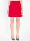 Valentino Crepe Couture Skirt With Heart Jewel Buttons In Red