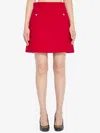 Valentino Crepe Couture Skirt With Heart Jewel Buttons In Red