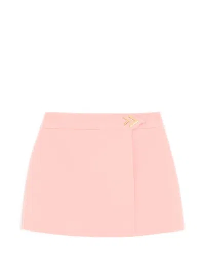 Valentino Mini Skirt In Wool Crepe In Pink