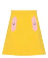 Valentino Contrast Seamed Short Wool Skirt In Yellow
