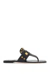 Valentino Black Buffalo Leather Studded Flip-flops In Black