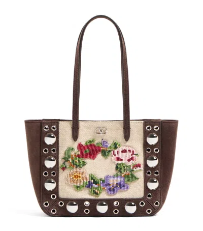 VALENTINO GARAVANI MINI SUEDE BEADED NELLCÔTE SHOULDER BAG
