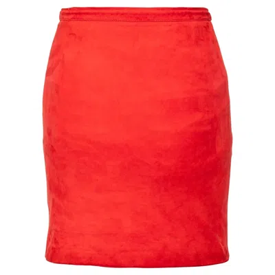 Pre-owned Valentino Mini Suede Skirt - '90s In Red