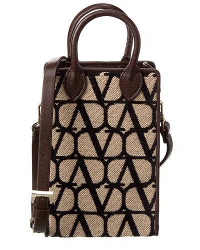 Valentino Garavani Valentino Mini Toile Iconographe Canvas & Leather Satchel In Brown