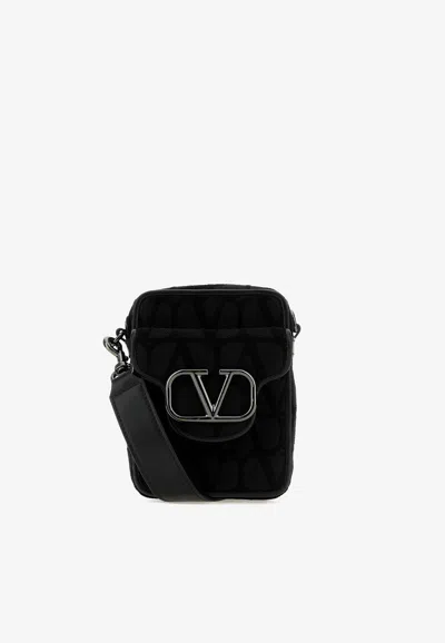 Valentino Garavani Mini Toile Iconographe Messenger Bag In Black