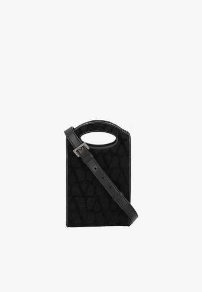 Valentino Garavani Mini Toile Iconographe Messenger Bag In Black