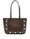 Valentino Nellcôte Leather Eyelet-embellished Tote Bag In Brown